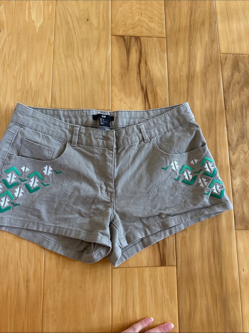 H&M Shorts with Teal and White Embroidery
